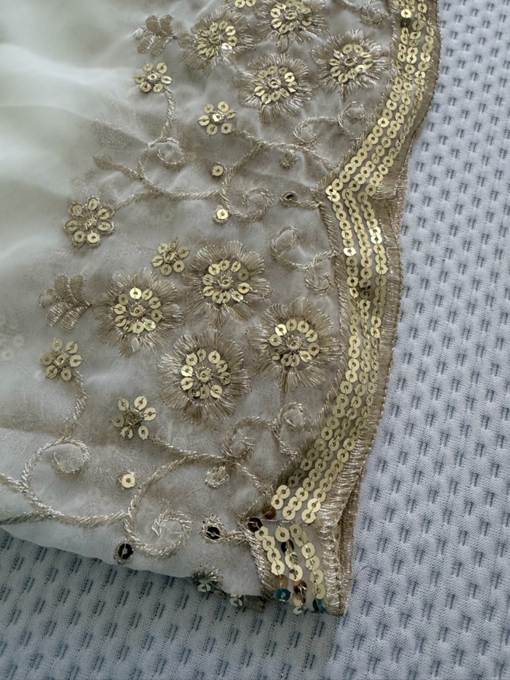 Ethnic Indian Wear Ivory & Gold Embroidered Lehenga Set - Picture 11 of 13